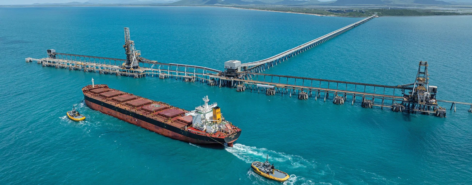Port operations with bulk carrier and tugs