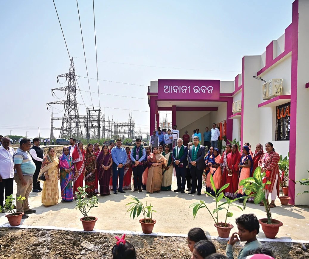 Community members and Adani Foundation representatives at the inauguration of an Adani Bhavan community hall