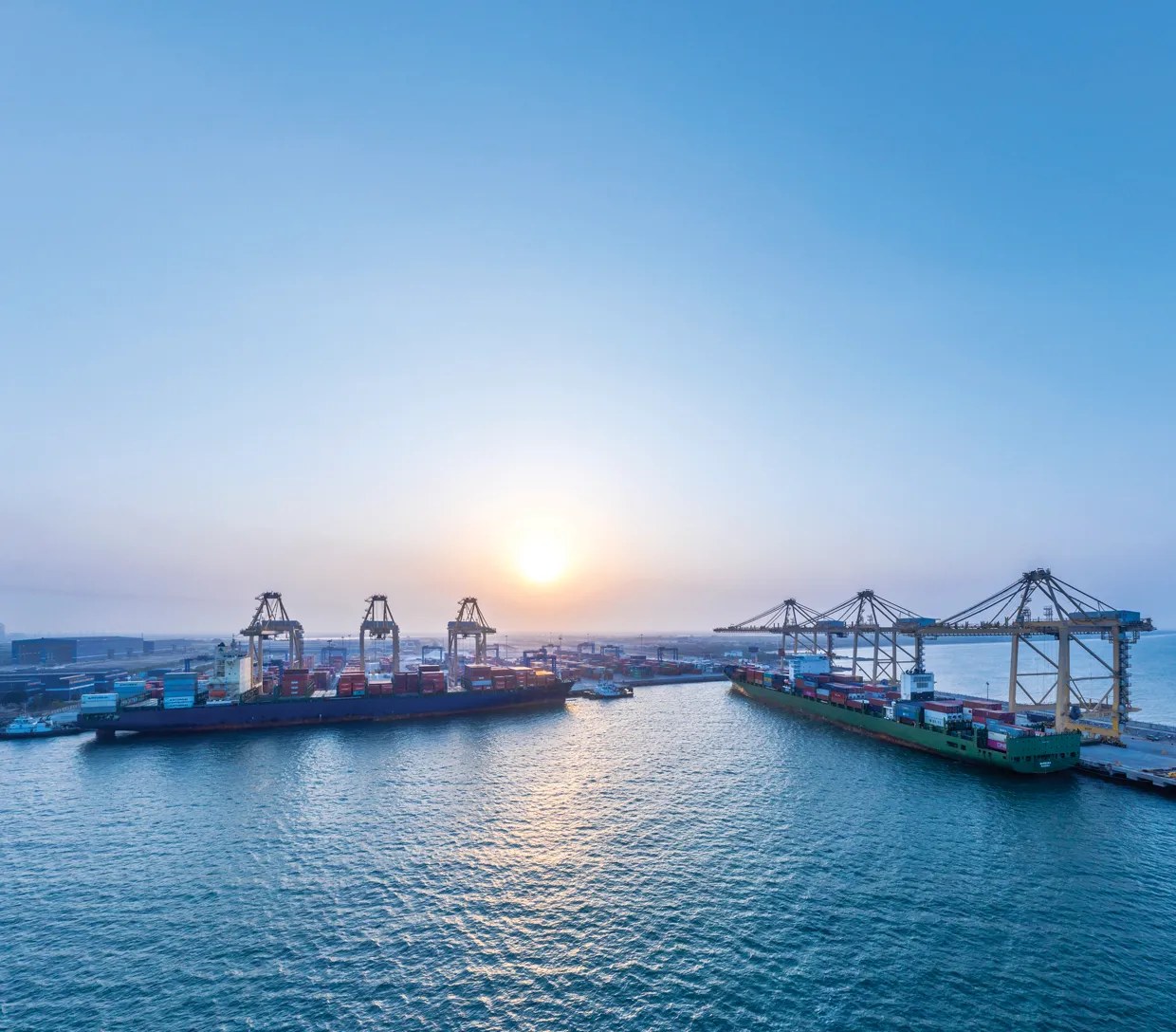 APSEZ port at sunset